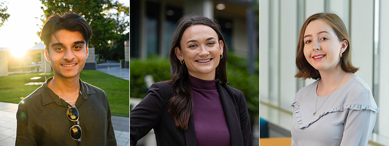 Student scholarship recipients: Sameel (left), Hayley (middle) and Freya (right)