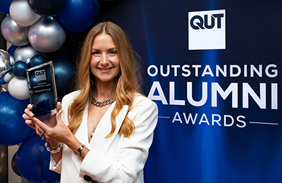 Susannah George with Outstanding Alumni Award
